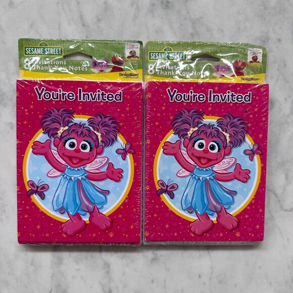 Lot of 2 Sesame Street Abby Cadabby Party Invitations Thank You Notes DesignWare - Picture 1 of 3